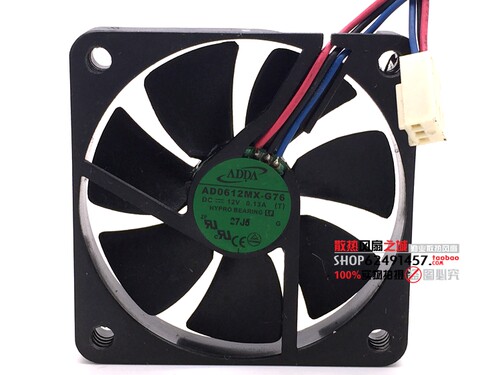 台湾ADDA 6010 6cm超薄静音风扇 12V 0.13A AD0612MX-G76 测速