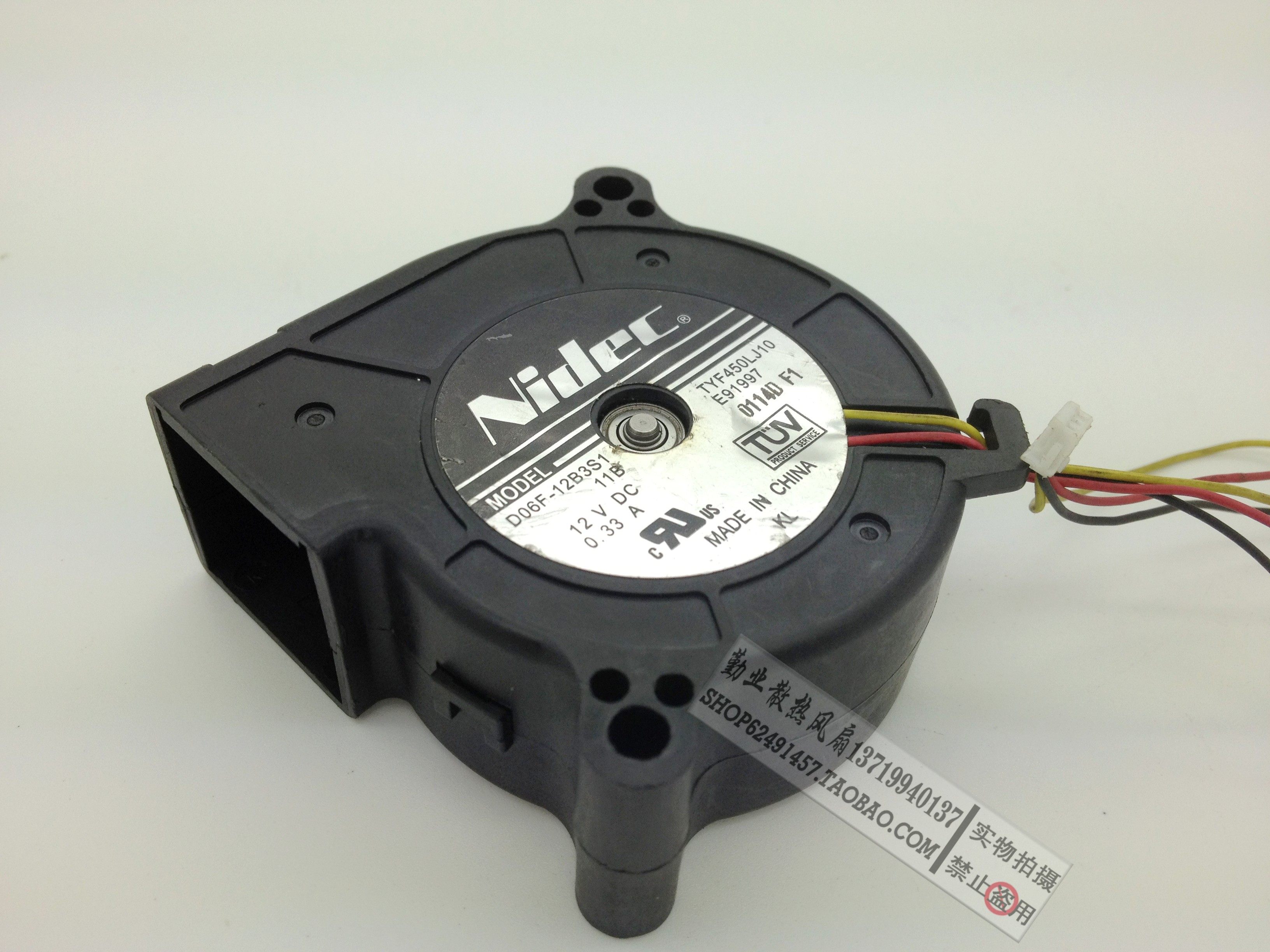 NIDEC 6025 6cm 12V 0.33A 双滚珠涡轮离心风扇 D06F-12B3S1