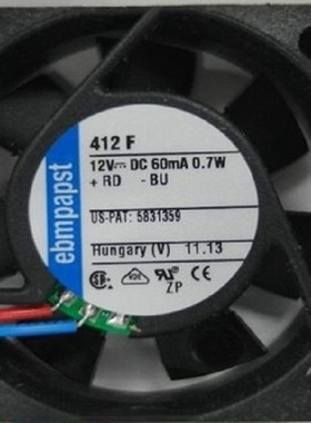 原装德国PAPST 4010 12V 0.8W TYP412F/2N 三线 4cm/厘米