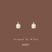 「盈盈夏日」冰透猫眼石方块耳钉蚊香盘耳夹女无耳洞精致感耳饰