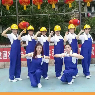 新款自豪的建设者演出服咱们工人有力量舞台服劳动者之歌舞蹈服装