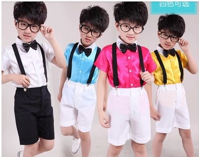男童礼服夏季花童套装六一儿童节幼儿园毕业主持背带裤合唱演出服