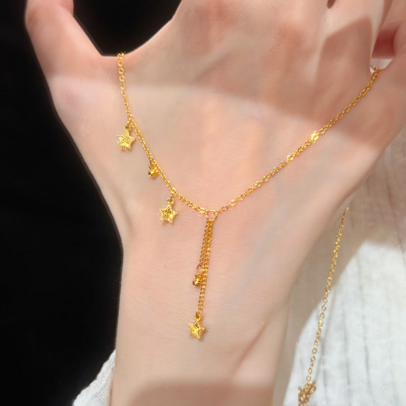 铜合金 精致轻奢时尚星星项链女百搭小众简约锁骨链气质配饰