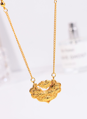 铜合金项链 锦鲤锁包项链女气质高级感简约百搭锁骨链新中式配饰