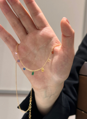 钛钢项链 活力幻彩靓丽彩色项链女锁骨链超闪亮少女感配饰品