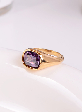 钛钢戒指 重工精致紫色戒指女设计感个性百搭指环食指戒不掉色