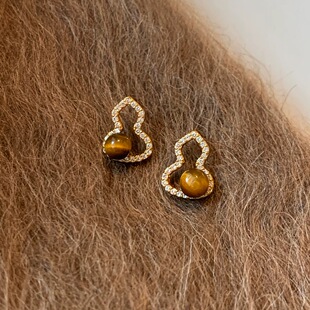 铜合金耳饰 新中式葫芦耳钉女高级感复古精致耳环百搭气质耳饰品
