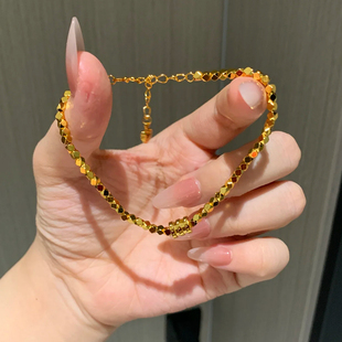 铜合金手链 爆闪小蛮腰小方糖手链女蹦迪珠高级感手串气质配饰