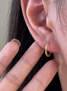 钛钢耳饰 百搭时尚素圈耳环女小众设计感耳圈极简圆形轻奢耳扣