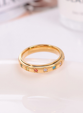 钛钢戒指 简约气质六字真言可转动戒指女轻奢高级感食指戒指环