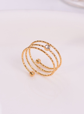 钛钢戒指 超精美多层车花叠戴戒指女轻奢百搭高颜值指环手饰品