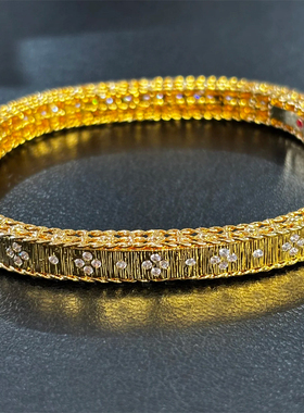 铜合金手镯 拉丝工艺宫廷风卡扣方形手镯女轻奢时尚手环镯子首饰