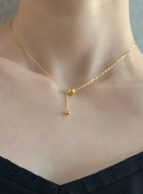 钛钢项链 百搭有球必应项链女新款流苏圆球锁骨链简约气质配饰