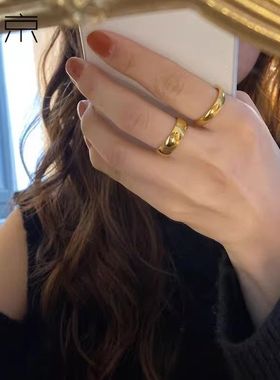 钛钢戒指 素圈叠戴戒指女简约百搭ins小众轻奢钛钢光面食指环素戒