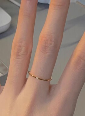 钛钢戒指 细款素圈戒指女简约叠戴指环小众轻奢ins风尾戒不掉色