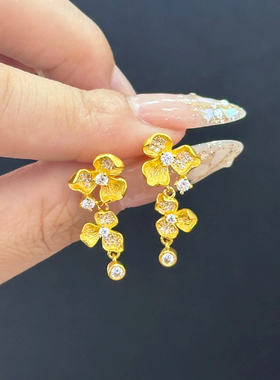 铜合金耳饰 气质精致时尚鸢尾花耳钉女高级感复古轻奢耳环耳饰品