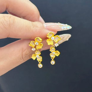 铜合金耳饰 气质精致时尚鸢尾花耳钉女高级感复古轻奢耳环耳饰品