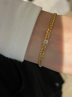 钛钢手链 轻奢精致古巴手链女复古时尚通勤高级感手饰叠戴不褪色