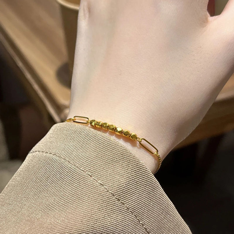 钛钢 蹦迪珠小方糖手链女轻奢小众高级感ins个性手饰品