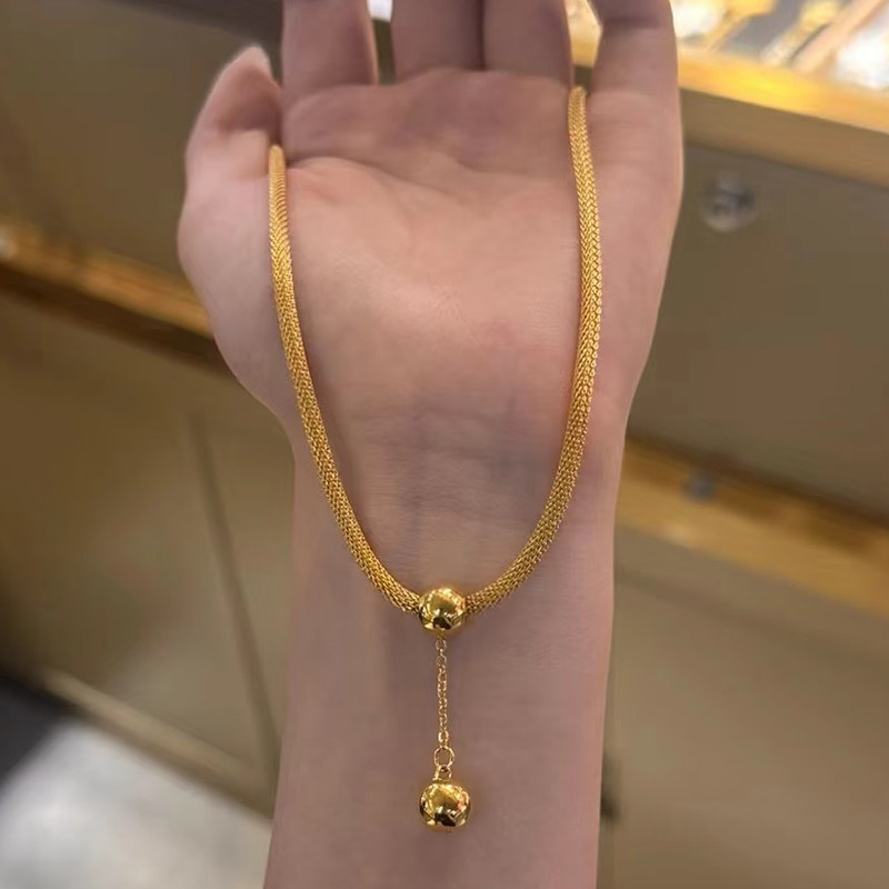 钛钢 小众设计有球必应蛇骨项链女高级感气质锁骨链不褪色