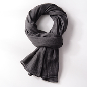 围巾男中老年个性 围巾休闲百搭深灰长款 原创柔软秋冬男士 日系经典