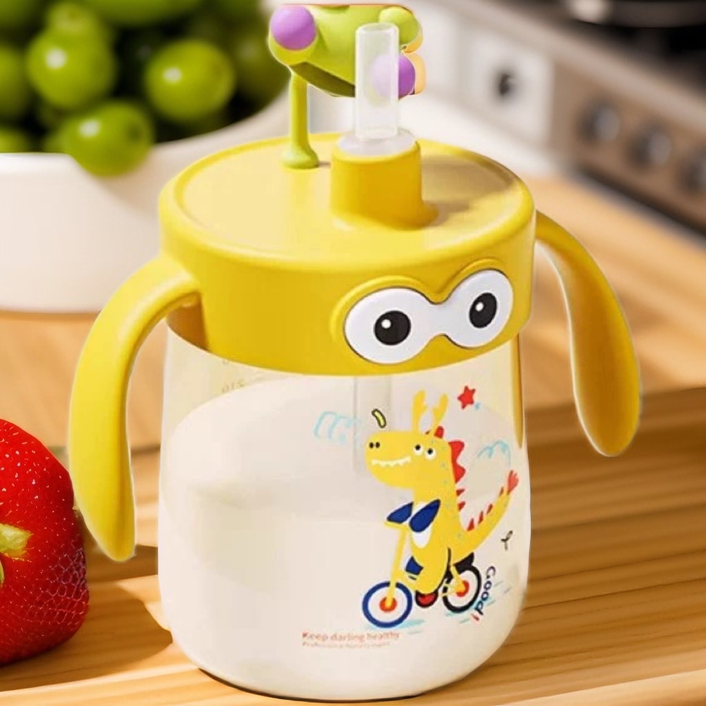 儿童牛奶杯 ppus材质吸管水杯 宝宝喝水学饮杯1到3岁防摔防呛