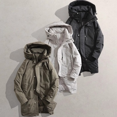 2025冬新男装保暖日系白鹅绒外套8629连帽轻便袄子CG中长款羽绒服