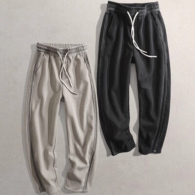 2025秋冬新款裤子768男装青年直筒弹力松紧长裤MR加厚加绒休闲裤