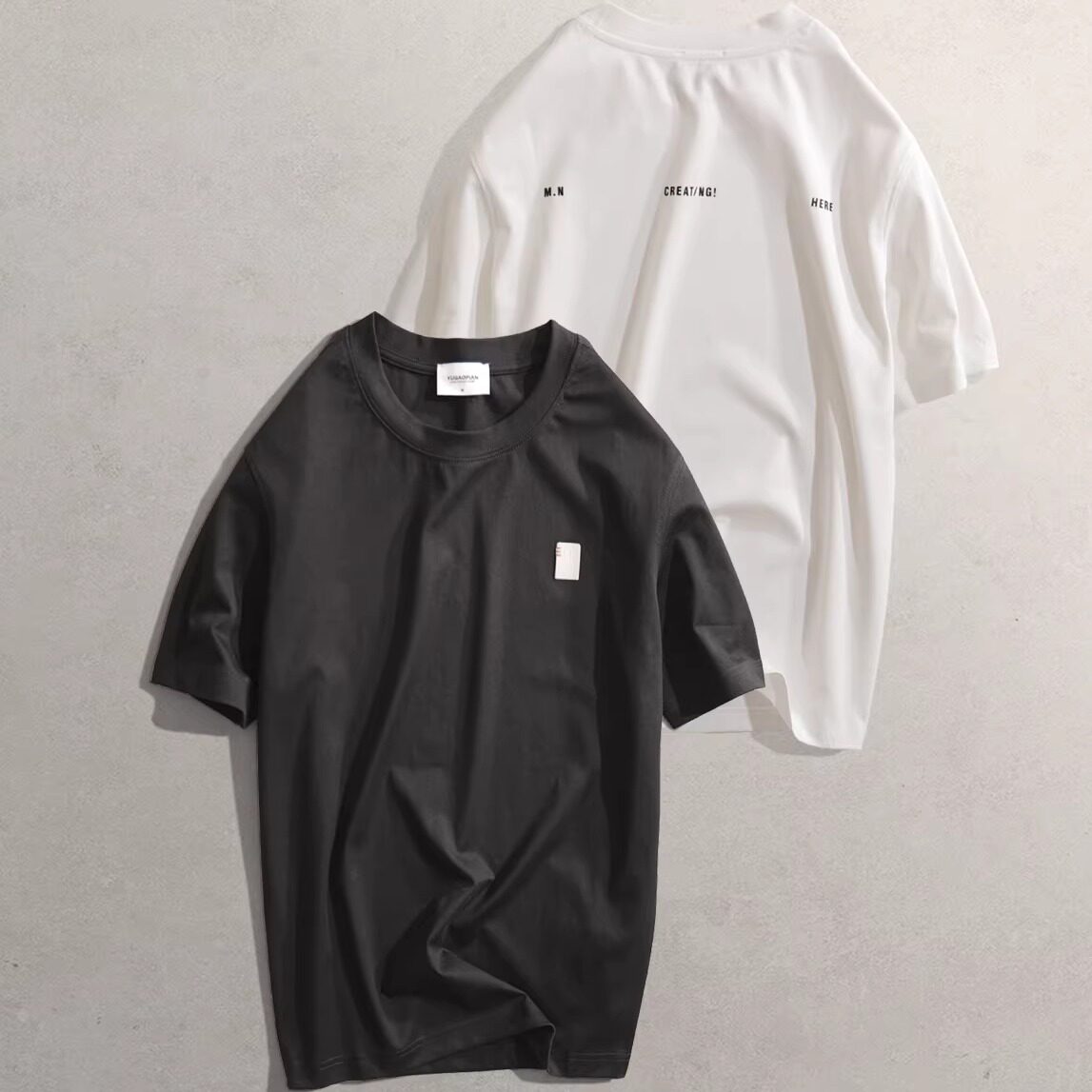 2026夏季新款纯棉休闲圆领短袖SG男装舒适基础款黑白修身上衣T恤