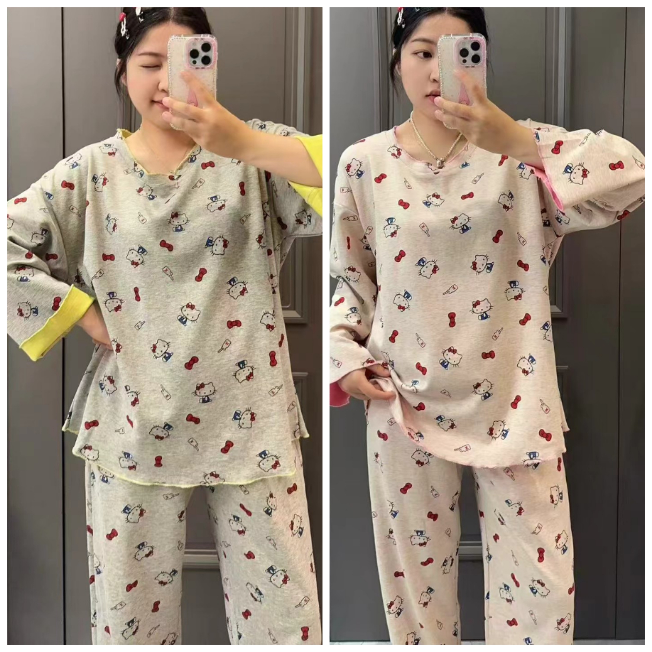 2025秋冬新款大码纯棉卡通休闲韩版家居服套装加肥加大舒适睡衣女