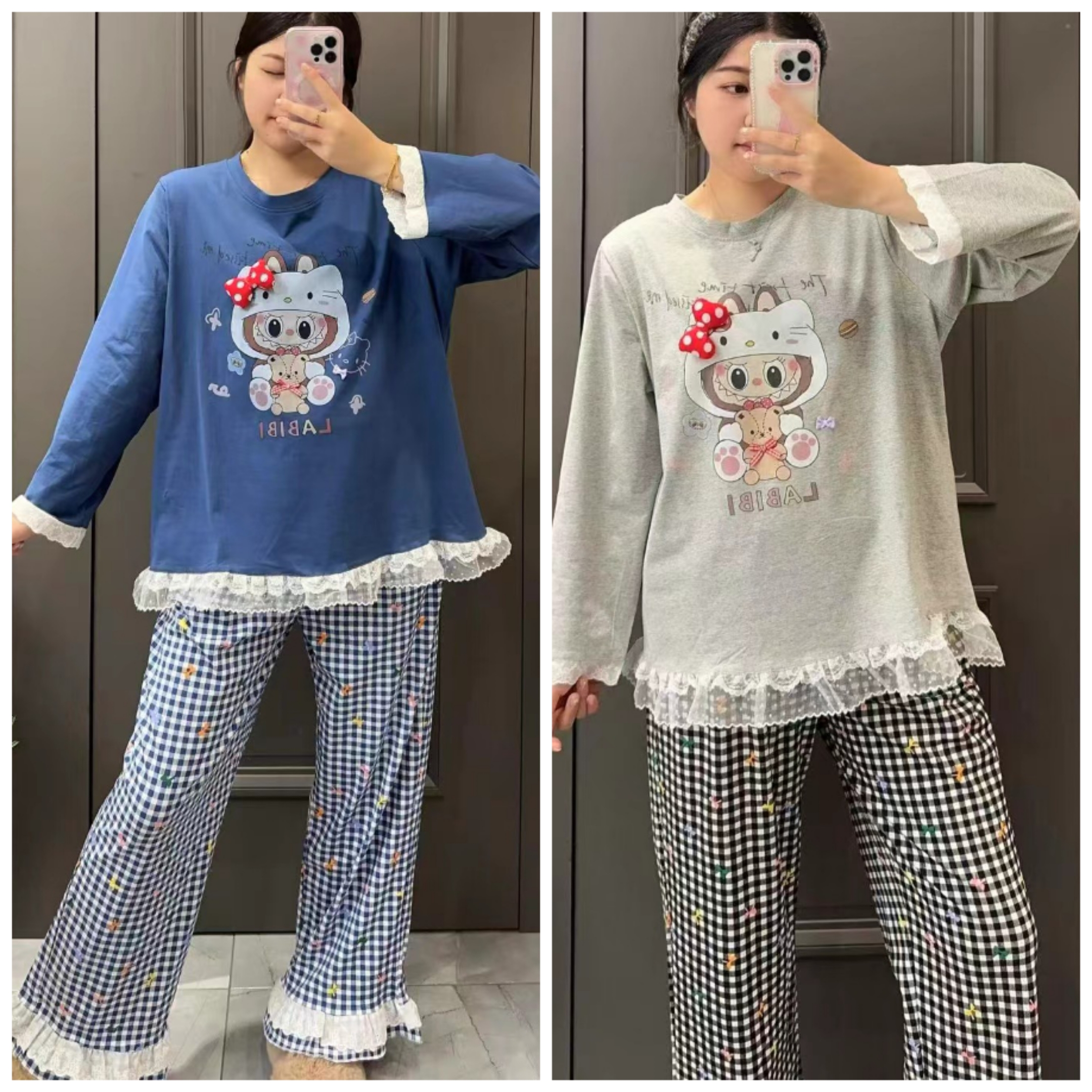 2025冬新款大码纯棉卡通印花减龄家居服套装加肥加大舒适透气睡衣