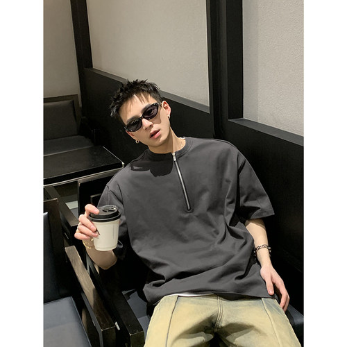 PLTH*半拉链短袖男2024夏季新款