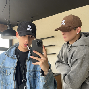 灯芯绒软顶棒球帽显脸小潮 复古R徽标LOGO鸭舌帽男女同款 PLTH 美式