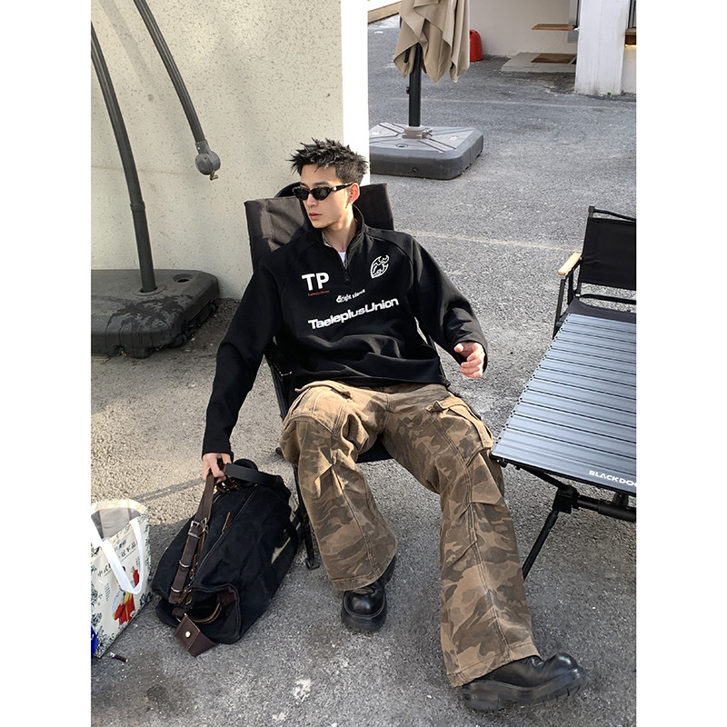 PLTH*美式复古半拉链印花赛车服长T高街春季立领潮流卫衣男女长袖,男装,卫衣,淘宝优惠券,粉丝福利购,淘宝优惠卷