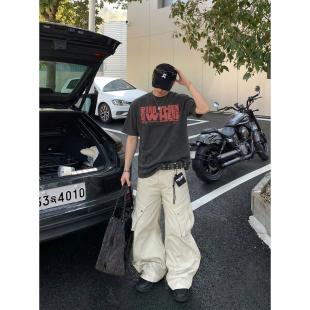 T恤男做旧水洗字母印花圆领休闲百搭半袖 街头宽松短袖 潮 美式 PLTH