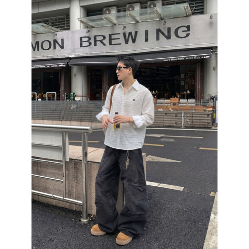 PLTH*Cleanfit肌理衬衫男夏季薄款透气防晒衬衣宽松轻高级感长袖