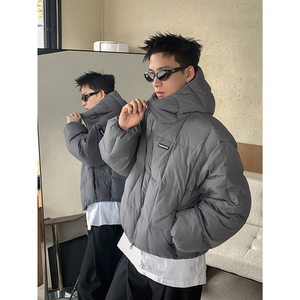 PLTH*90白鸭绒美式复古短款羽绒服纯色面包服男女同款休闲羽绒服