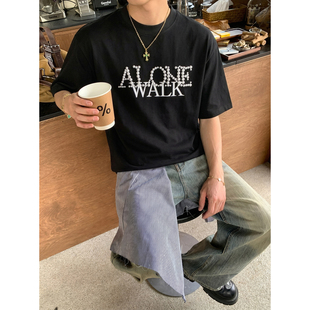 珍珠点缀日常百搭小领口男女短袖 宽松休闲韩系简约短袖 夏季 PLTH