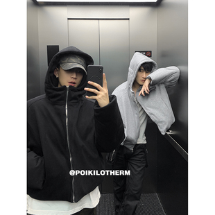 潮流外套 廓形加厚连帽棉服男女宽松百搭韩版 PLTH 空气层解构短款