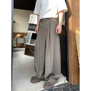美式 裤 褶皱线条A字版 老钱风宽松休闲垂感阔腿百搭西装 男 西裤 PLTH