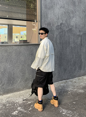 PLTH*夏季新款轻薄防晒服拼接纯色结构衬衫宽松百搭休闲通勤上衣