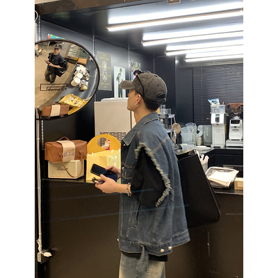 PLTH*复古翻领牛仔马甲春秋款韩版时髦宽松休闲无袖牛仔外套男女