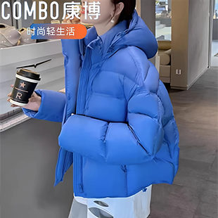 康博2025冬季 韩版 泡芙羽绒服龟背撞色短款 保暖90绒羽绒外套女 新款