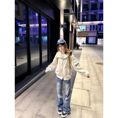 大码胖mm美式高街水洗纹裂牛仔裤