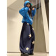 大码 女秋冬宽松慵懒百搭阔腿拖地裤 胖mm美式 高街星星刺绣休闲卫裤