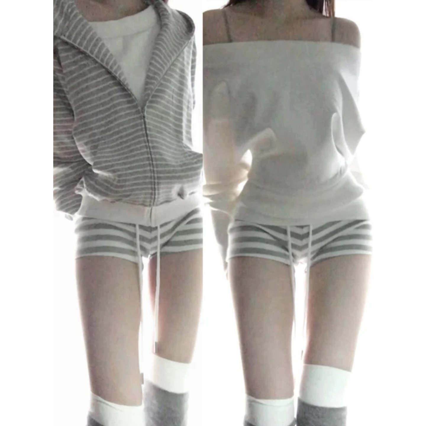 大码胖mm美式纯欲辣妹条纹运动短裤女2026夏季紧身低腰包臀热裤子