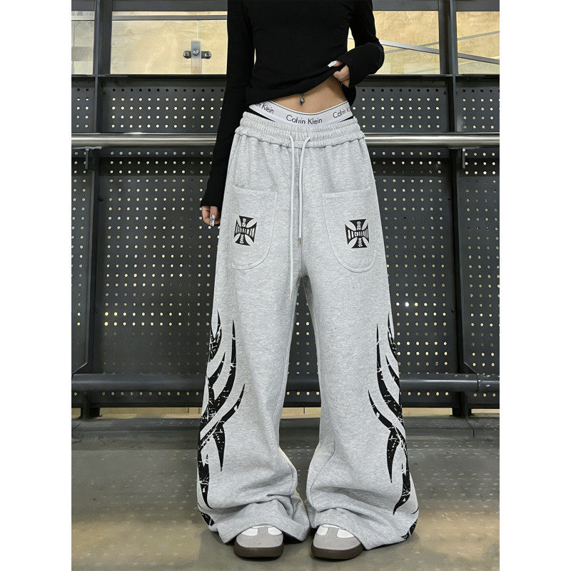 大码胖mm美式设计感高街印花口袋运动裤女春季宽松抽绳束脚阔腿裤,女装/女士精品,大码裤装,淘宝优惠券,粉丝福利购,淘宝优惠卷