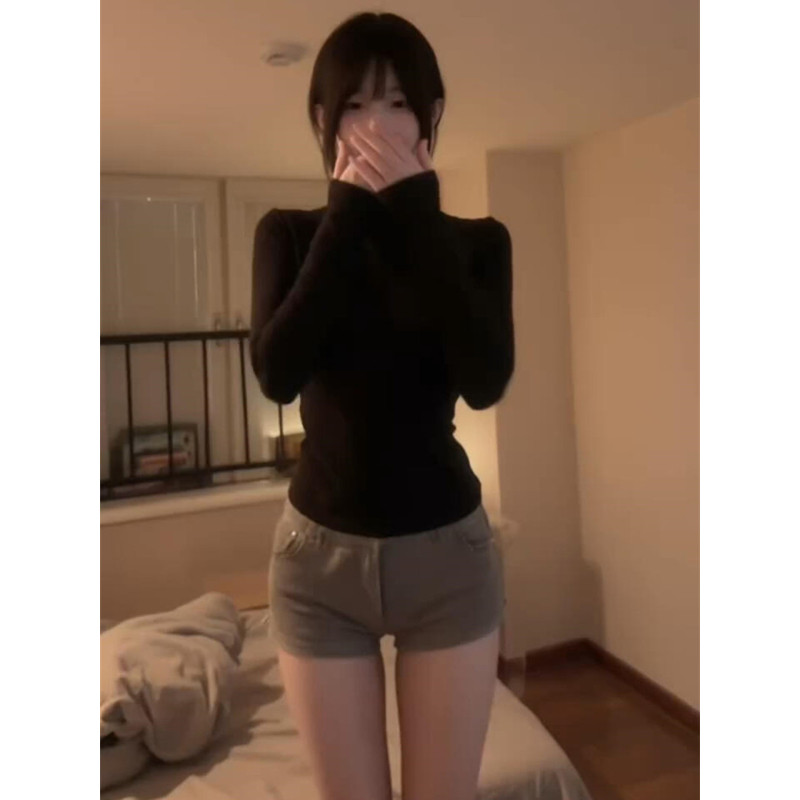 大码胖mm美式复古半高领正肩长袖t恤女秋冬收腰修身内搭打底上衣,女装/女士精品,大码内搭,淘宝优惠券,粉丝福利购,淘宝优惠卷