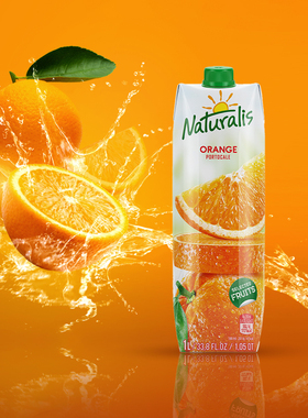 Naturalis自然茹斯橙汁果汁果粒橙饮料欧洲进口0脂同俄罗斯1L*2瓶