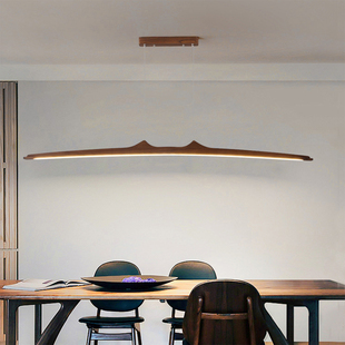 胡桃木餐厅灯吊灯极简新中式 一字长条灯禅意书房吧台客厅餐桌吊灯